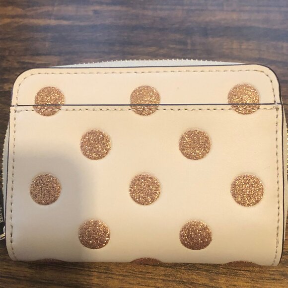 NEW cute Kate Spade New York Wrapping Party Small Zip Cardcase in Parchment/Gold - Picture 9 of 14
